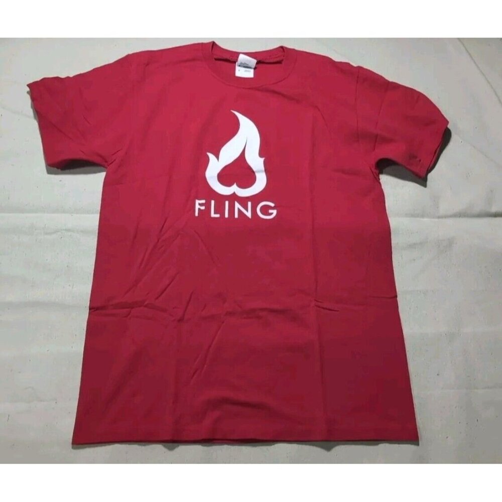 Fling Upside Down Heart Promo Mens Graphic Print Short Sleeve T-Shirt Red Medium